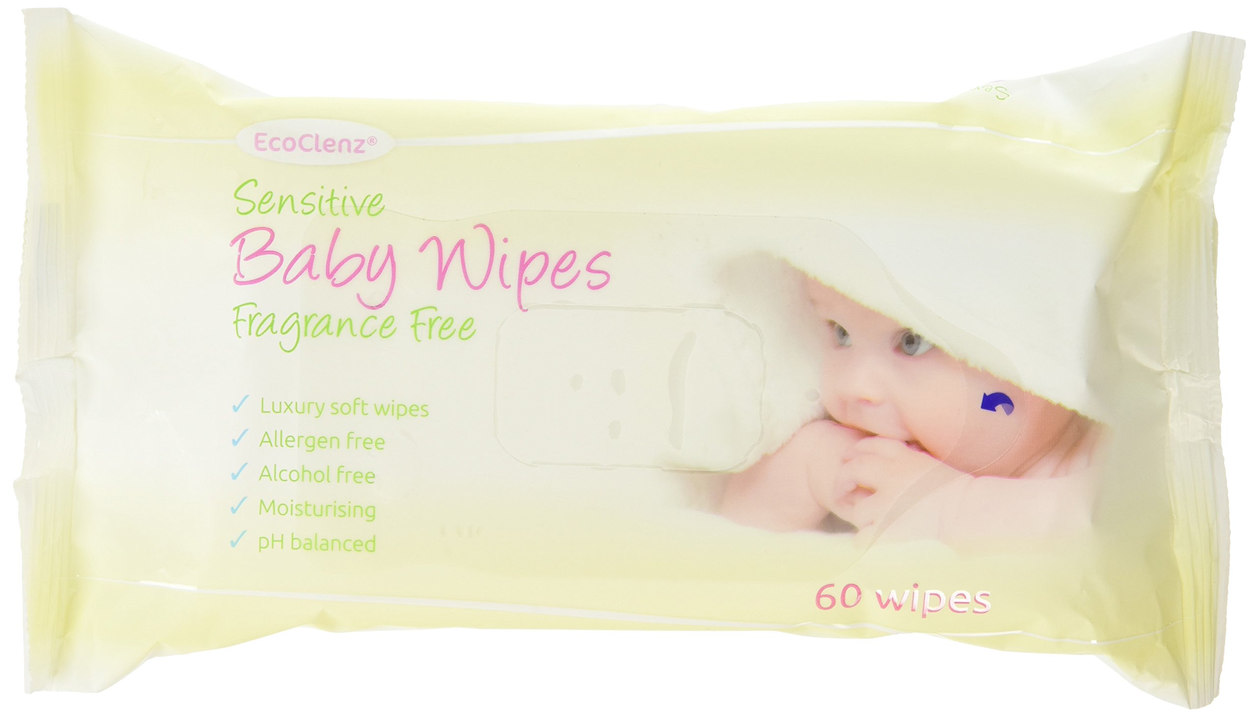 ECOCLENZ FPBW60FF Baby Wipes, Fragrance Free, 60 Wipes