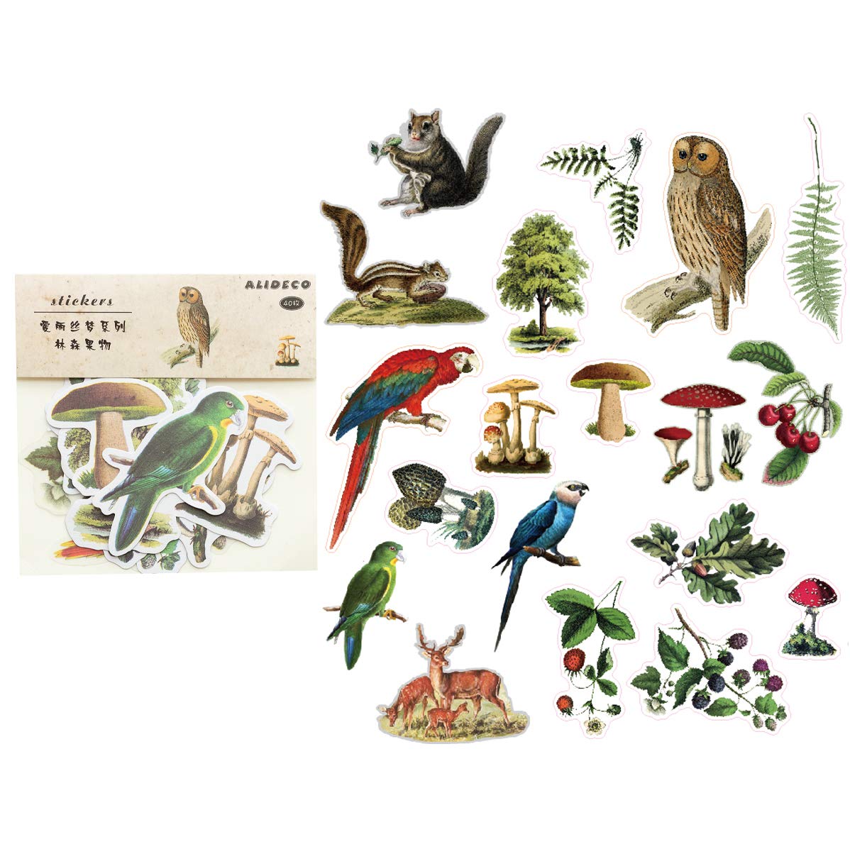 Alideco 80Pcs Scrapbook Stickers Set Vintage Scrapbook Paper Aesthetic Kawaii Birds Stickers Journaling Assorted Phone Adult (linsenguowu)