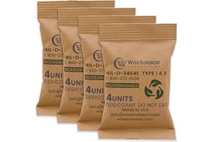 Wisesorb Kraft Clay Desiccants Packs for Safe, 132 Gram 15 Packs Dehumidifier for Gun Safe, 4 Unit Military Grade Moisture Absorbers, Conforms to MIL-D-3464E Type I & II Absorbents