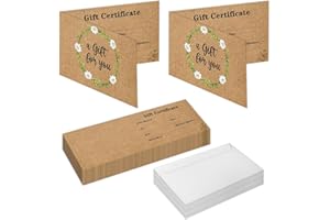 SHIEL-EVEN 50 Sets Gift Certificates for Business, Blank Kraft Gift Cards Certificates with Envelopes for Salon Restaurants Spa Marriage Birthday Client Vouchers 11.8 x 3.9 Inch - Retro Garland