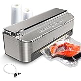 Mesliese Vacuum Sealer Machine, 85kPa 120W Automatic Food Sealer, Powerful Sealing System, Build-in Cutter | Bags Storage | M