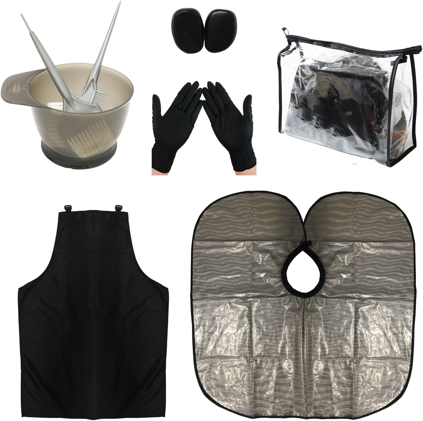HYOUJIN PRO- H Hair Dye Coloring DIY Beauty Salon Tool Kit- Hair Tinting Bowl,Dye Brush,Ear Cover,Hair Salon Working Apron,Hair Coloring Cape For Hair Coloring Bleaching Hair Dryers Hair Dye Tools
