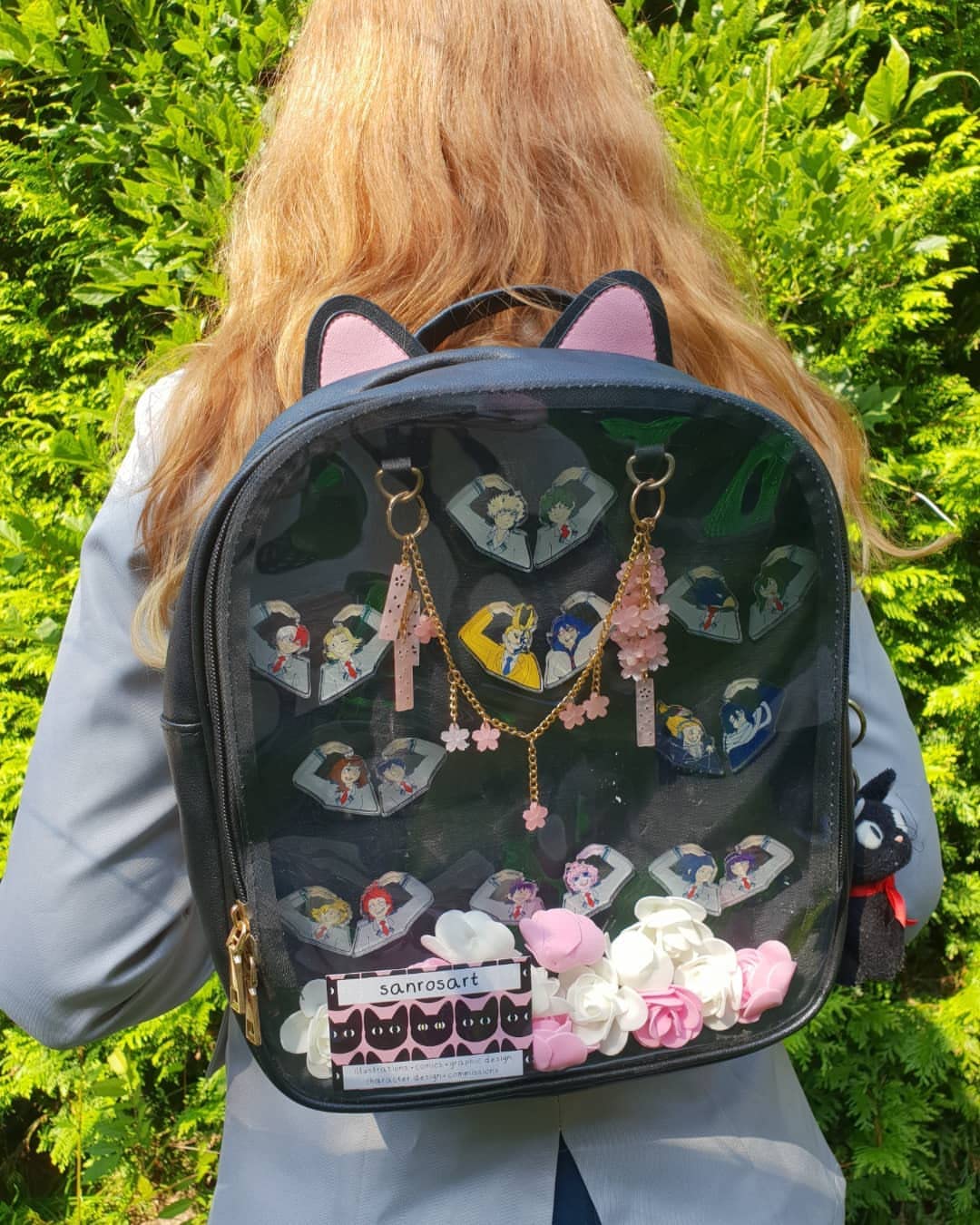 STEAMEDBUN Ita Bag Backpack with Insert Cat ears Pin Display Backpack Collector Bag for Anime Cosplay