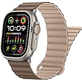 HITZEE Compatible with Apple Watch Band 49/46/45/44/42/41/40/38mm, Double Sided Silicone Magnetic Band Compatible for iWatch Ultra 3/2/1 Series 11 10 9 8 7 SE3 6 5-1 (42/44/45/46/49mm, Brown Khaki)