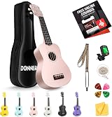 Donner Soprano Ukulele DMU-01 21in Macaron Light Pink Bundle Kit