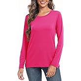 PRIMODA Women's Crew Neck Long Sleeve Shirts Basic Loose Fit Layering Tops