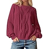 Cicy Bell Womens Oversized Cable Knit Sweaters Crew Neck Long Sleeve Fall Chunky Pullover Casual Loose Fit Sweater Tops