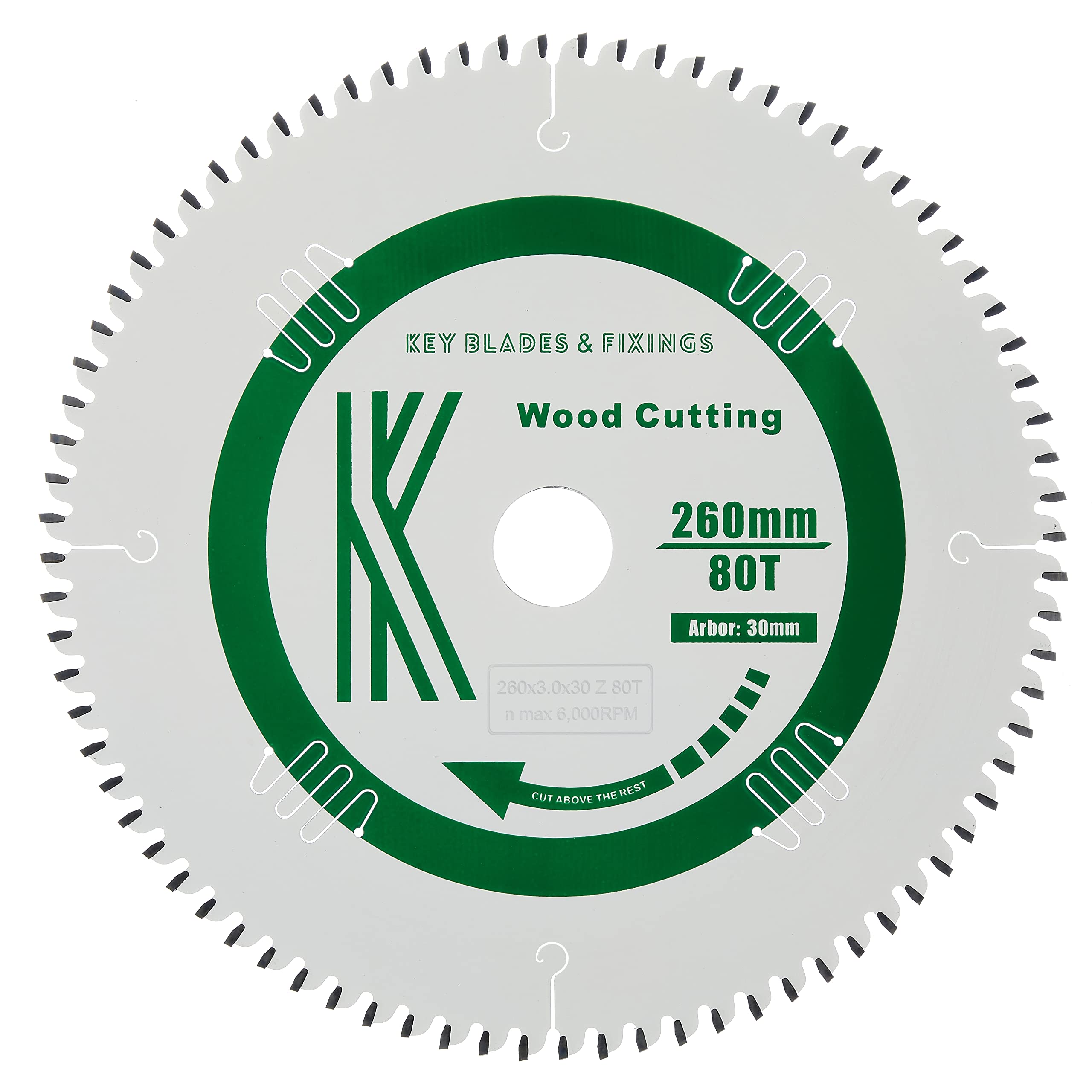 2603 Key Blades and Fixings 260mm x 30mm x 3.0mm 80T Negative rake Chopsaw Blade Festool Kapex 120 Fitment KS 120 KS120