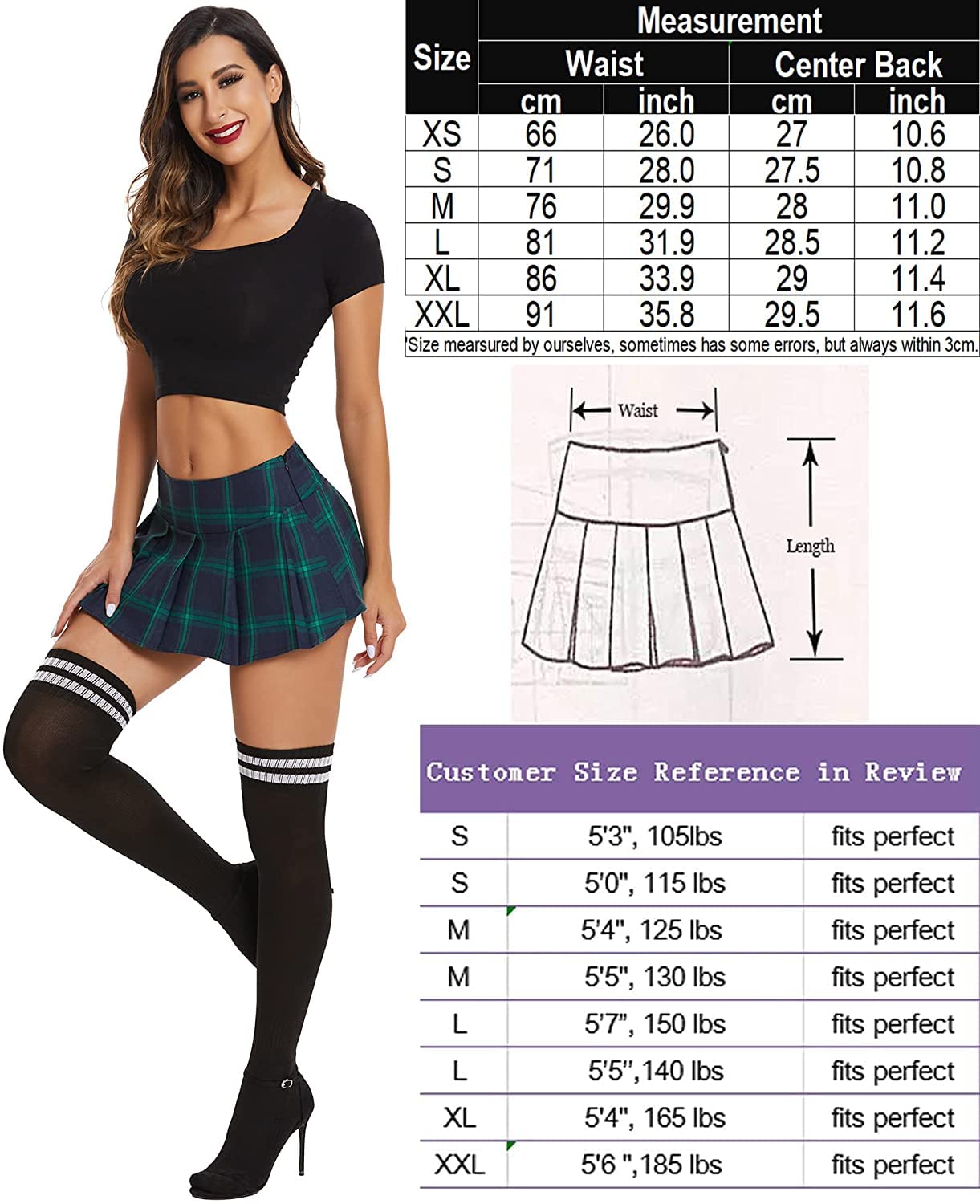Avidlove Mini Pleated Skirts for Women Mini Plaid Skirt XS-XXL