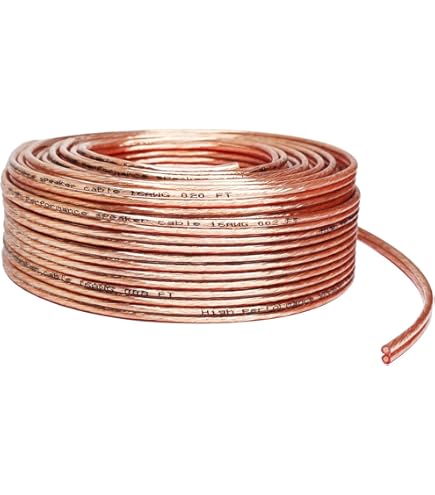 Lord Of Bass Largo Raptor S18-50 Cable De Altavoz De Calibre 18 De 50 Pies (Transparente Cable Altavoz