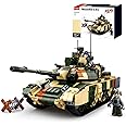 WW2 Army Tank, Inspired T90MS Main Battle Tank Brick, Army Building Set, Military Model Toy Kits, 2 Soldier Minifigures, Gifts for 6-12 Year Old Kids, Compatible with Lego Army Set, 758 PCS