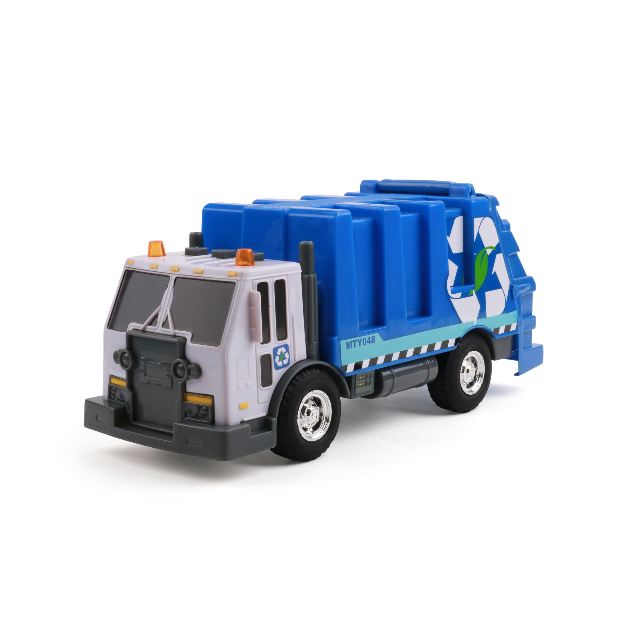 Mighty Fleet Rescue Force 12" Garbage Truck Toy – Realistic Lights & Sounds, Detachable Recycling Bin, Durable Free-Wheeling Design – Ages 3+