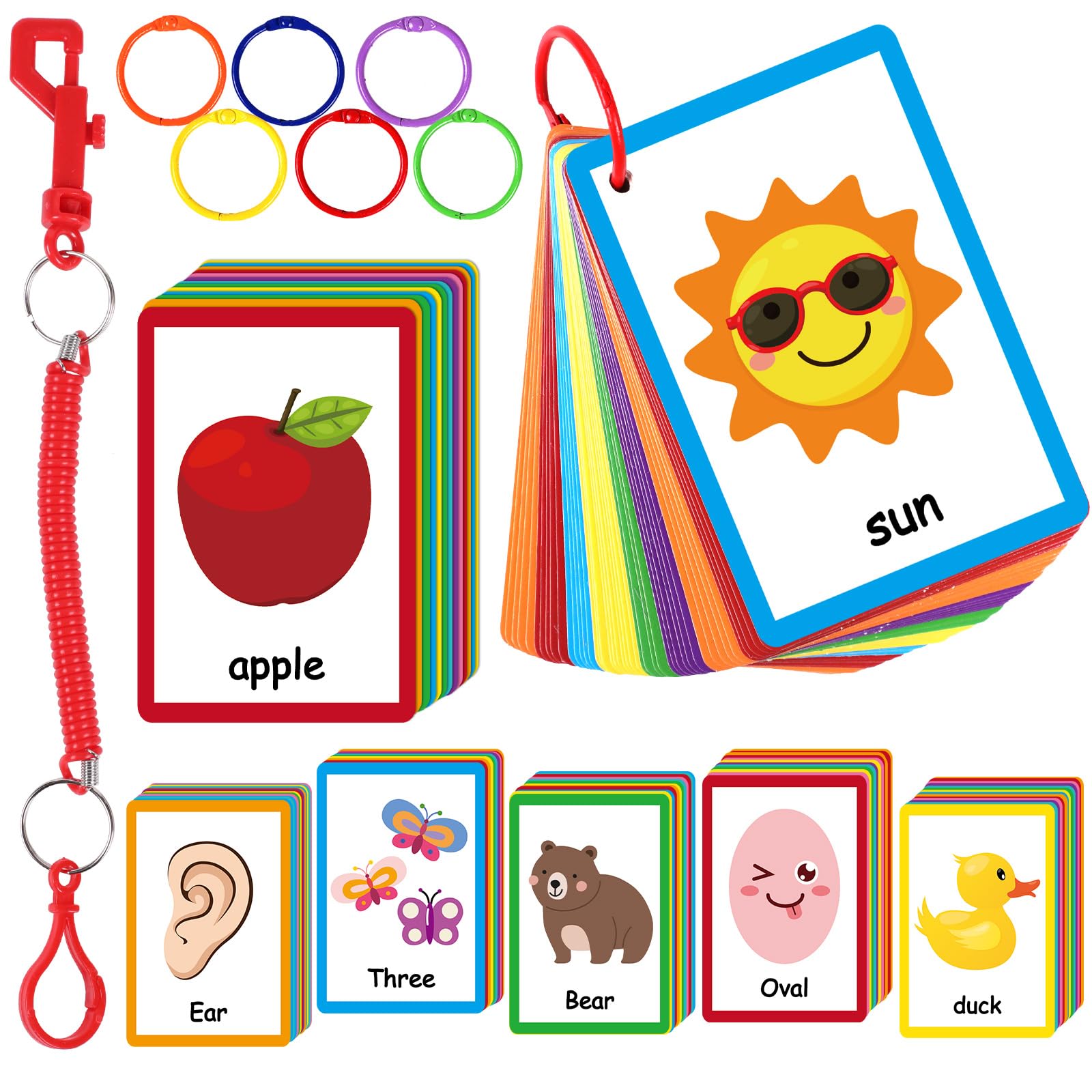 Photo 1 of 100Pcs Flash Cards for Toddlers Alphabets Numbers Colors Shapes Educational Cads Cognitive Flashcards for Body Parts Food Animal Flash Cards Learning Toy Educational Activities Kids Ages 3+ Preschool