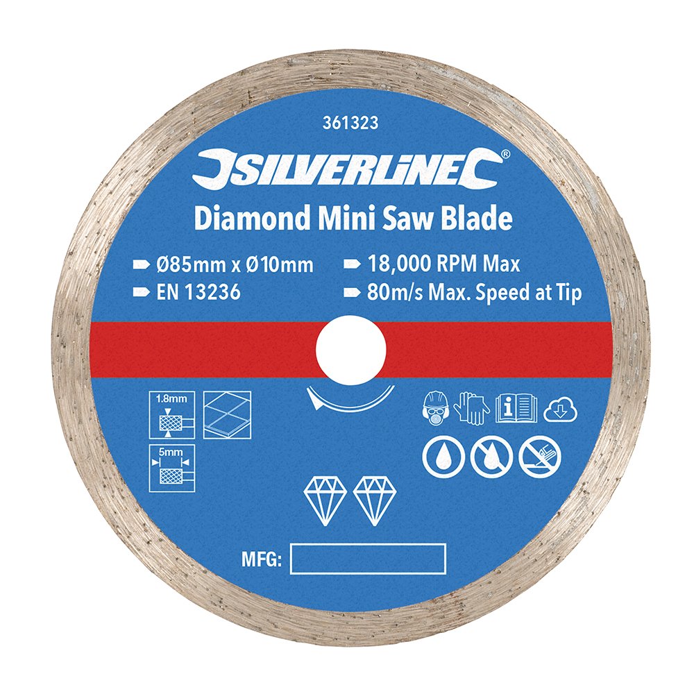 Silverline 361323 Diamond Mini Saw Blade 85 mm Dia - 10 mm Bore