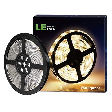 LE LED Streifen 12V 5m Selbstklebend, IP65 Wasserfest Leiste mit 300 Stück 2835 LEDs, 3000 Kelvin 1200 Lumen Warmweiß LED Ban