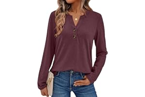 AUTOMET Women's Long Sleeve Shirts 2025 Fall Fashion Dressy Casual Tops Trendy Henley Blouses Cute Work Outfits Clothes