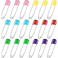 100 Pcs Diaper Pins, 2.2in Diaper Pins for Cloth Diapers Heavy Duty, Stainless Steel Baby Safety Pins, Plastic Head Baby Pins with Safe Locking Closures (6 Colors)