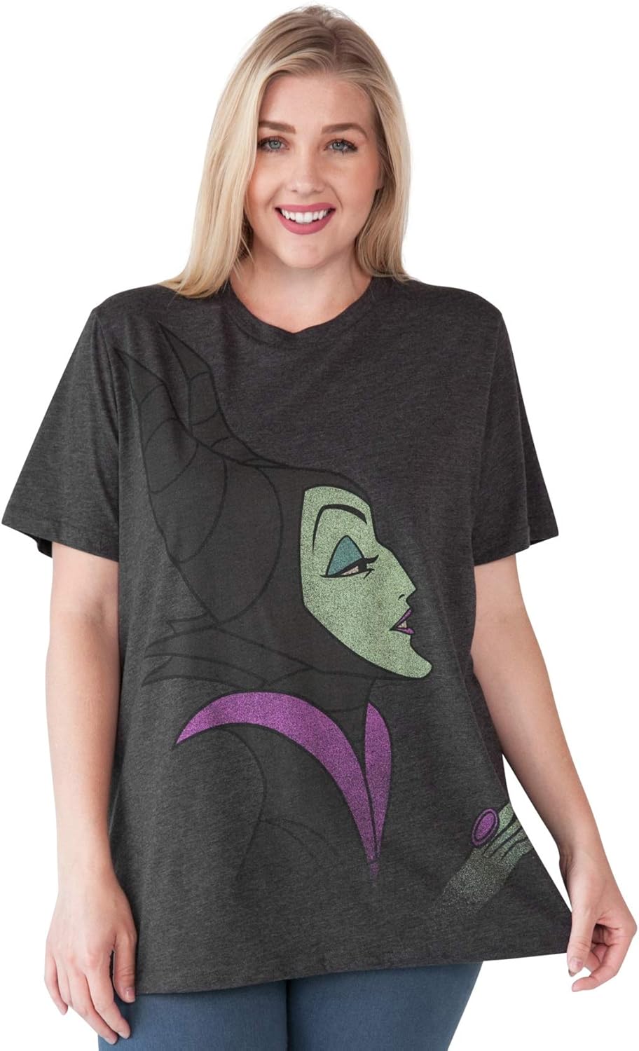 Disney Women's Plus Size T-Shirt Maleficent or Evil Queen Choose Villains Print: Clothing