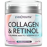 Collagen Cream for Face, Neck & Décolleté, Anti Aging Facial Moisturizer for Women with Hyaluronic Acid, Vitamin E, Made in USA, Anti Wrinkle Face Cream, Neck Creams for Tightening and Firming, 1.7oz
