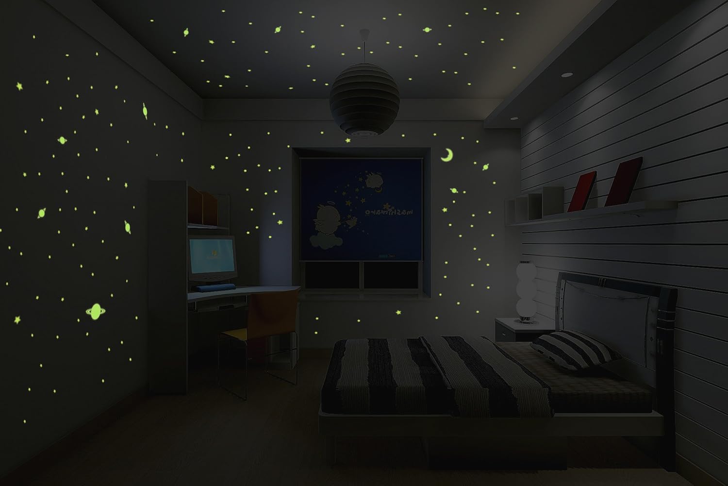 Ambiance-Live Sticker Univers 150 Glow in the Dark Stars and Planets, Phosphoresent, 45x25 cm - Image 3