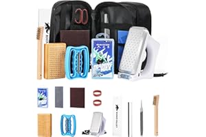 Rhino Valley Ski Snowboard Tuning and Waxing Kit, 15PCS Ski Wax Kit with 120V Waxing Iron, Snowboard Repair Kit Tuning Equipment with Universal Wax, Scraper, Ptex, Brush, Heavy Duty Carry Case