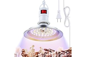 Meonum 1 Pack LED Growing Lights for Mushroom Unique Spectrum Mushroom Growing Lamp with 4.9 ft Extension Cord Hanging Light Bulbs with White Blue LEDs for Indoor Plants