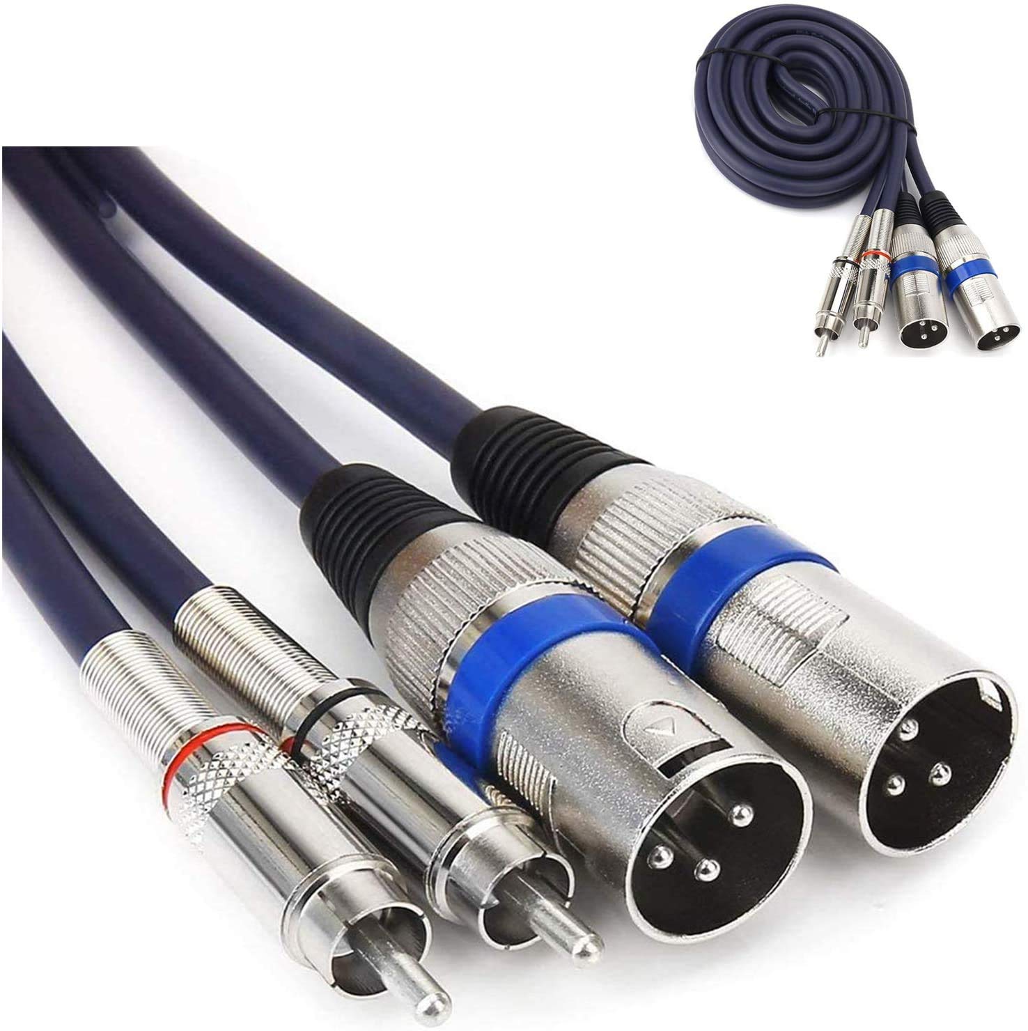 HTRUIYATY 2 × XLR Male Cable To 2 × RCA Cable XLR Adapter, XLR Microphone Audio Cable connector Power Amplifier (2 meter/4.9 in)