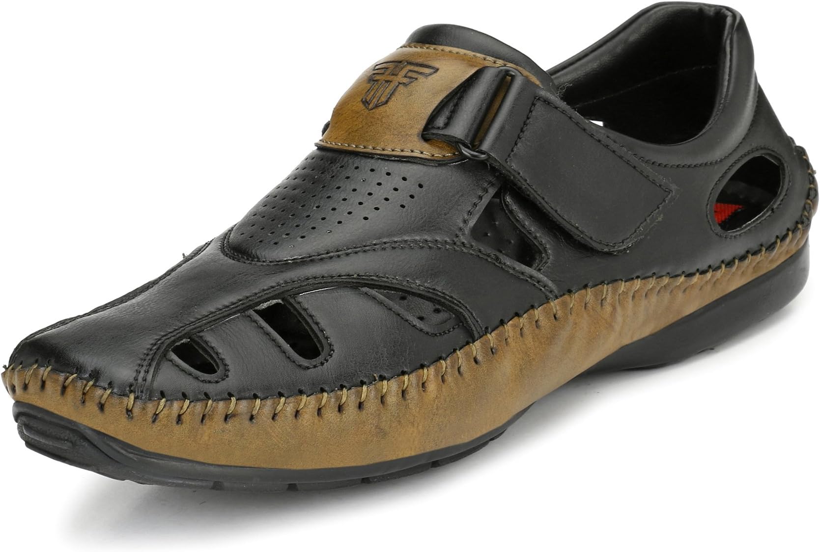 FASHION VICTIM Closed Toe Soft PU Leather Fisherman/Roman Sandals, Outdoor Adjustable Summer Sandal Shoes (UK6-Uk13)