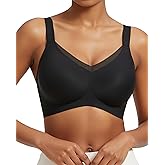 Greoay Bras for Women Wireless V Mesh Comfortable Bra Seamless Wire-Free Adjustable Brassiere Full Support Push Up