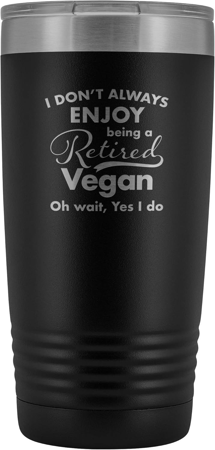 Retirement Gifts for Vegan - Funny Tumbler for Retiring Retired Nutritionist Chef Dietitian Health Coach Activist Diet Vegetarian - Insulated Stainless Steel - 20oz - Black