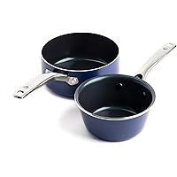 Blue Diamond Cookware Ceramic Nonstick Saucepan Set, 1QT and 2QT