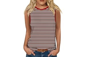 XPSJBBB Tops for Women Trendy Stripes Baseball Tank Tees Crewneck Lounge Sports Going Out Tops Basics Womens Clothing