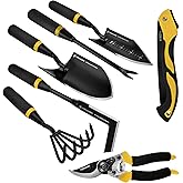 Kemaier 7 - Piece Gardening Tools Set, Stainless Steel Gardening Tools, Heavy - duty Hand Gardening Tools with a Toolbox, Suitable for Gardening Planting and Weeding, Gardening Gifts for Women and Men
