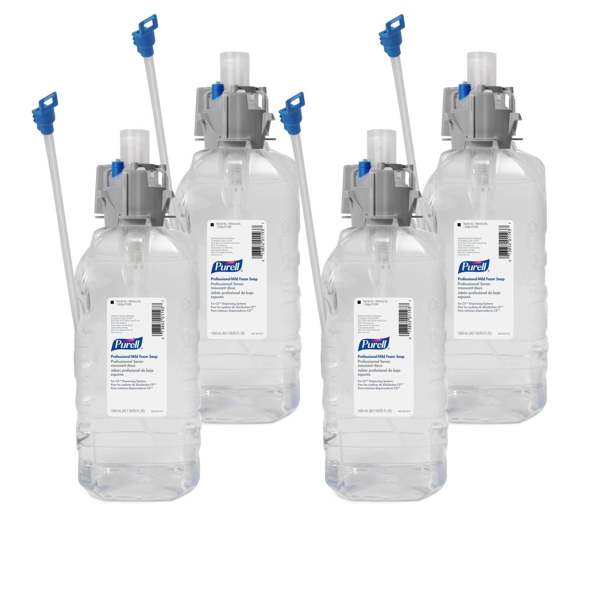 PURELL Professional Mild Foam Soap, Fragrance Free, 1500 mL Foam Hand Soap Refill for PURELL CXM/CXI/CXT Dispensers (Pack of 4) – 8565-04