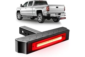 VKU Hitch Step with Light 108 LED Lighting(6 Mode) Series Steel Hitch Bar 700lbs Max Load Universal Fit 2" Receiver for Trucks Chevy (Chevrolet), Ford, Toyota, GMC, Dodge RAM, Jeep, ATV SUV Van