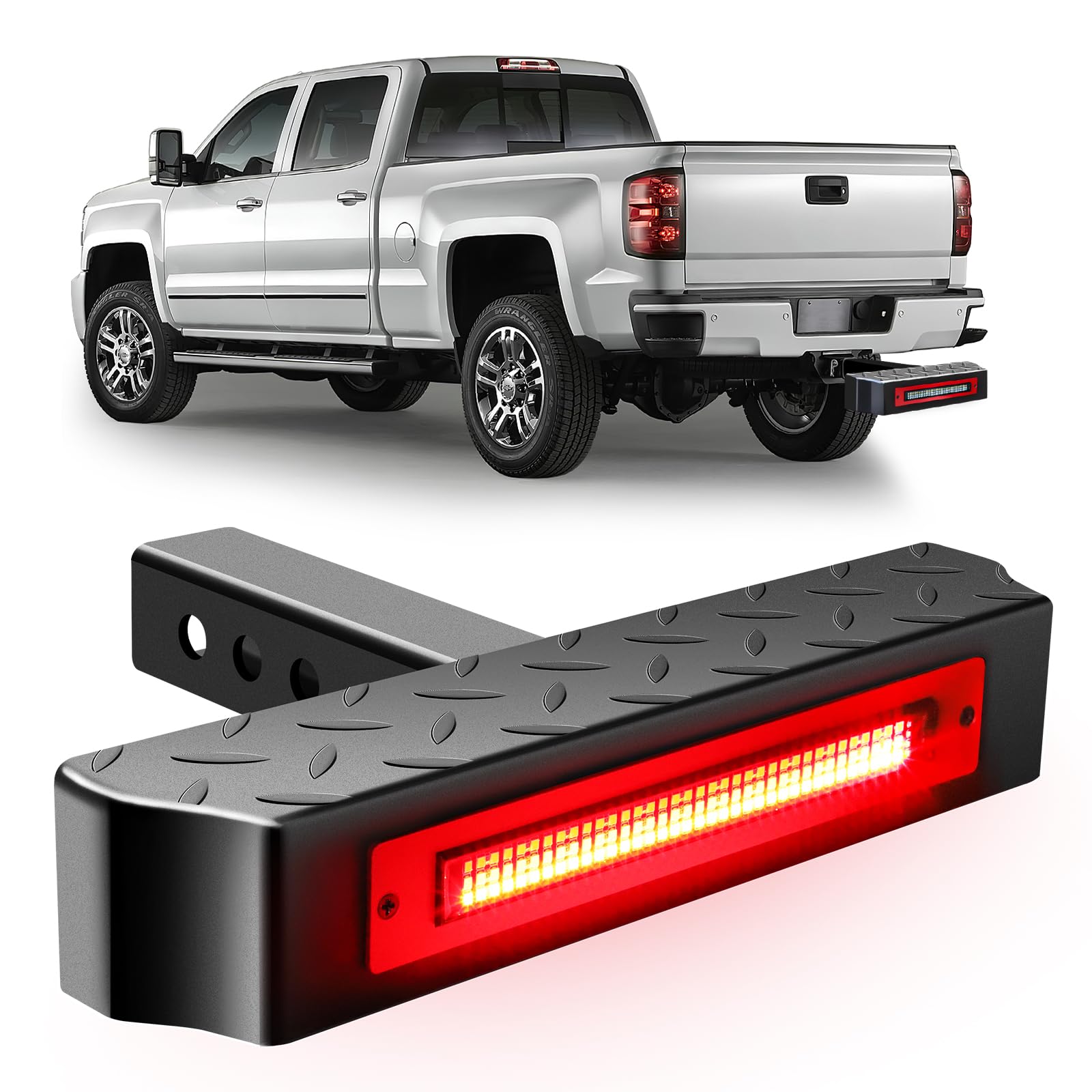 Photo 1 of VKU Hitch Step with Light 108 LED Lighting(6 Mode) Series Steel Hitch Bar 700lbs Max Load Universal Fit 2" Receiver for Trucks Chevy (Chevrolet), Ford, Toyota, GMC, Dodge RAM, Jeep, ATV SUV Van