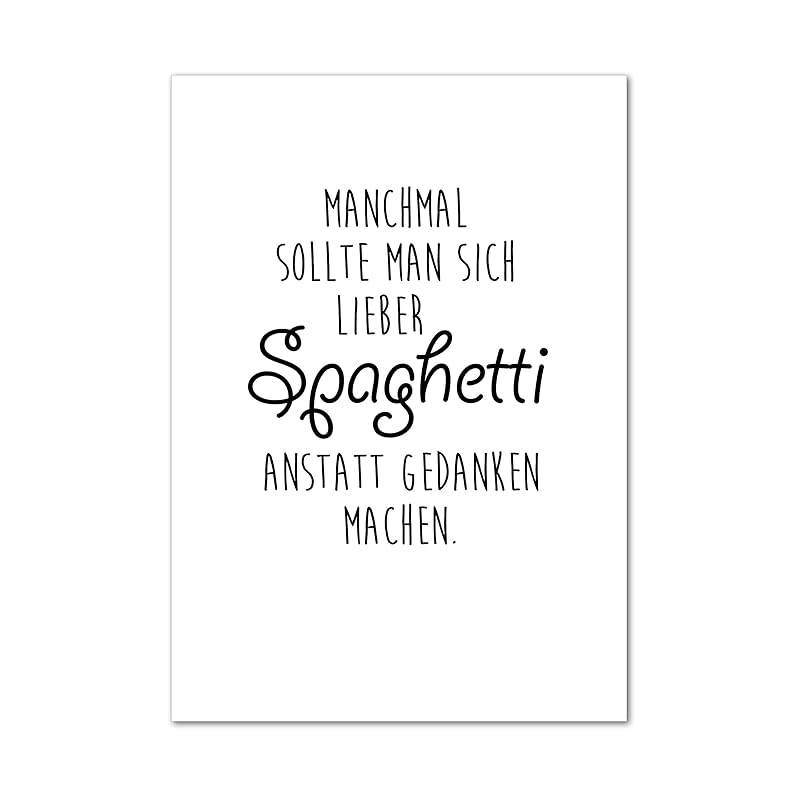 Poster, Wanddeko, Bild, Küchenbild, Nudeln, Kunstdruck, Sprüche ...