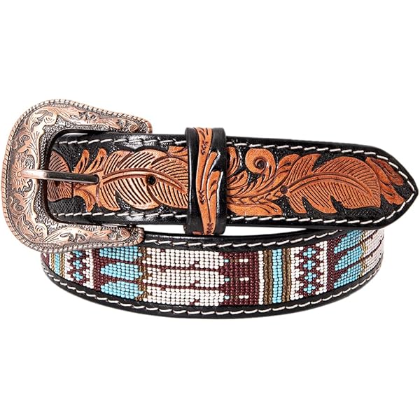 thumbnail image 2 of HILASON Western Genuine Leather Belt - Handmade Full Grain Tooled Beaded Cowboy Belt For Men & Women 2 of 12