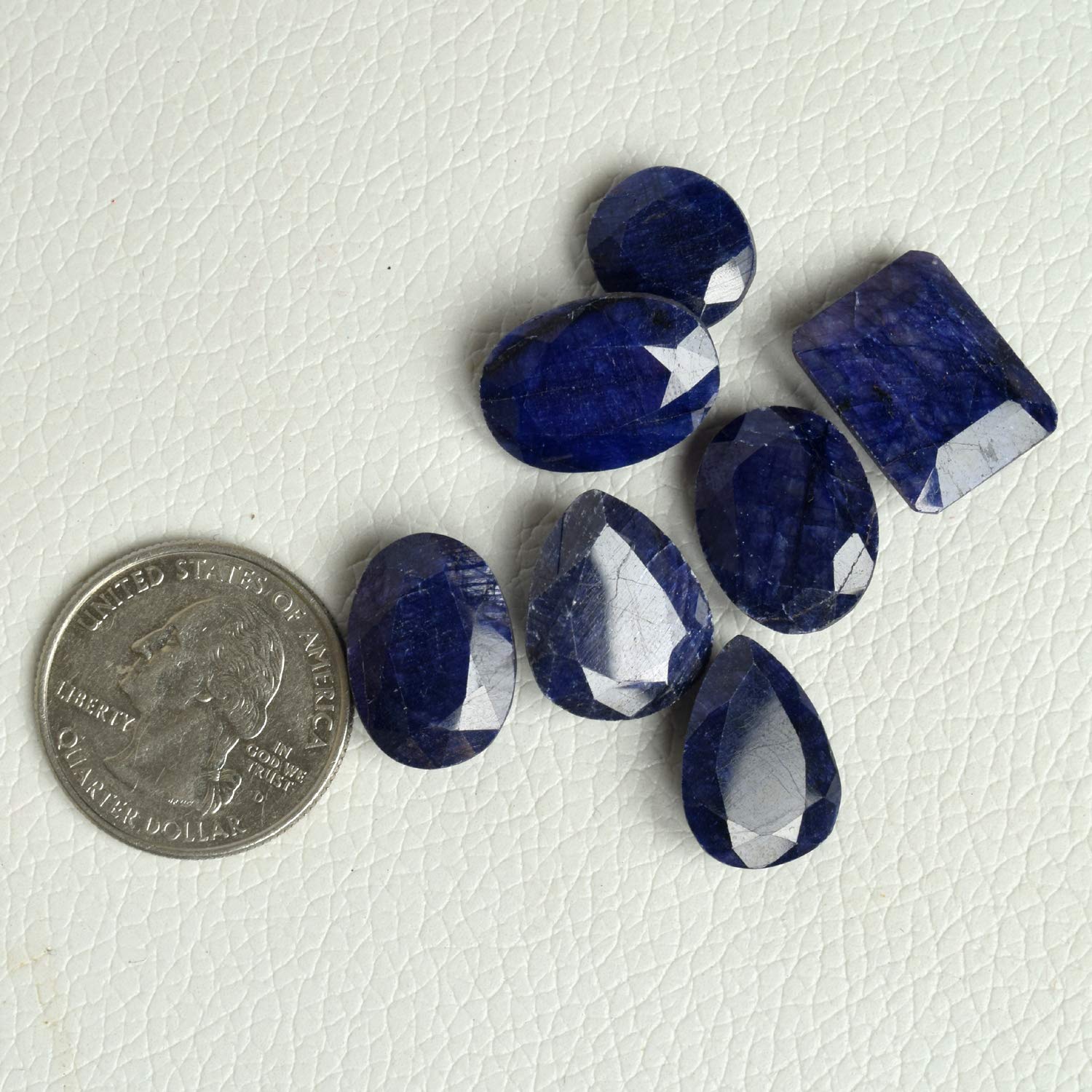 GEMHUB Natural Blue Sapphire Loose Gemstone for Jewellery Making 100.00 Carats Gemstone Necklace for Women-7Pcs Lot