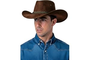 thuizen Men's and Women Classic Western Rolled-up Vegan Suede Decent Drawstring Cowboy Cowgirl Hat