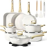 GiPP 21PCS Pots and Pans Set Nonstick, Granite Induction Cookware Sets with Frying Pans, Saucepan & Cooking Pots, Easy Clean 