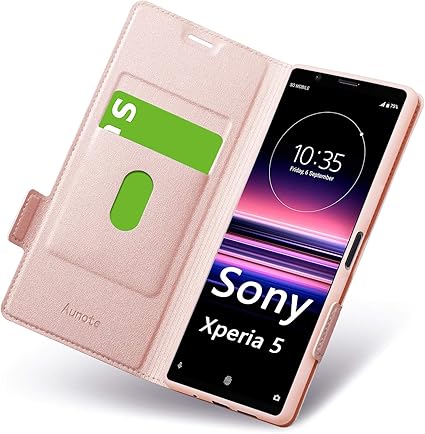 Amazon Co Jp Xperia5 ケース 手帳型 So 01m Sov41 薄型 スマホカバー レザー 全面保護 マグネット付き カード収納 スタンド機能 ストラップホール付き ローズゴールド 家電 カメラ