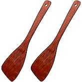 LXUEJIE 2 Pack Wooden Spatula for Cooking, Non-Stick Turner Flat Wooden Spatula 12.8 Inch Frying Spatulas Long Handle Cooking Kitchen Utensil Set for Cookings Eggs Fish Pancakes