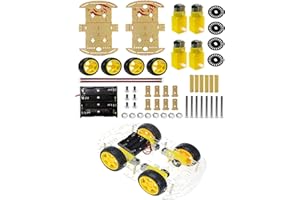 YIKESHU 4WD 2 Layer Smart Robot Car Chassis Kit with Speed Encoder Battery Box for Kids Teens DIY