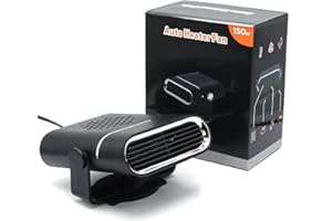 FAFAAWFF Car Heater, 2-in-1 Multi-Function Portable Car Heater, 150W 12V Car Heater That Plugs into Cigarette Lighter, 360° Free Adjustment, Quick Heating Defrost and Defogging, Black