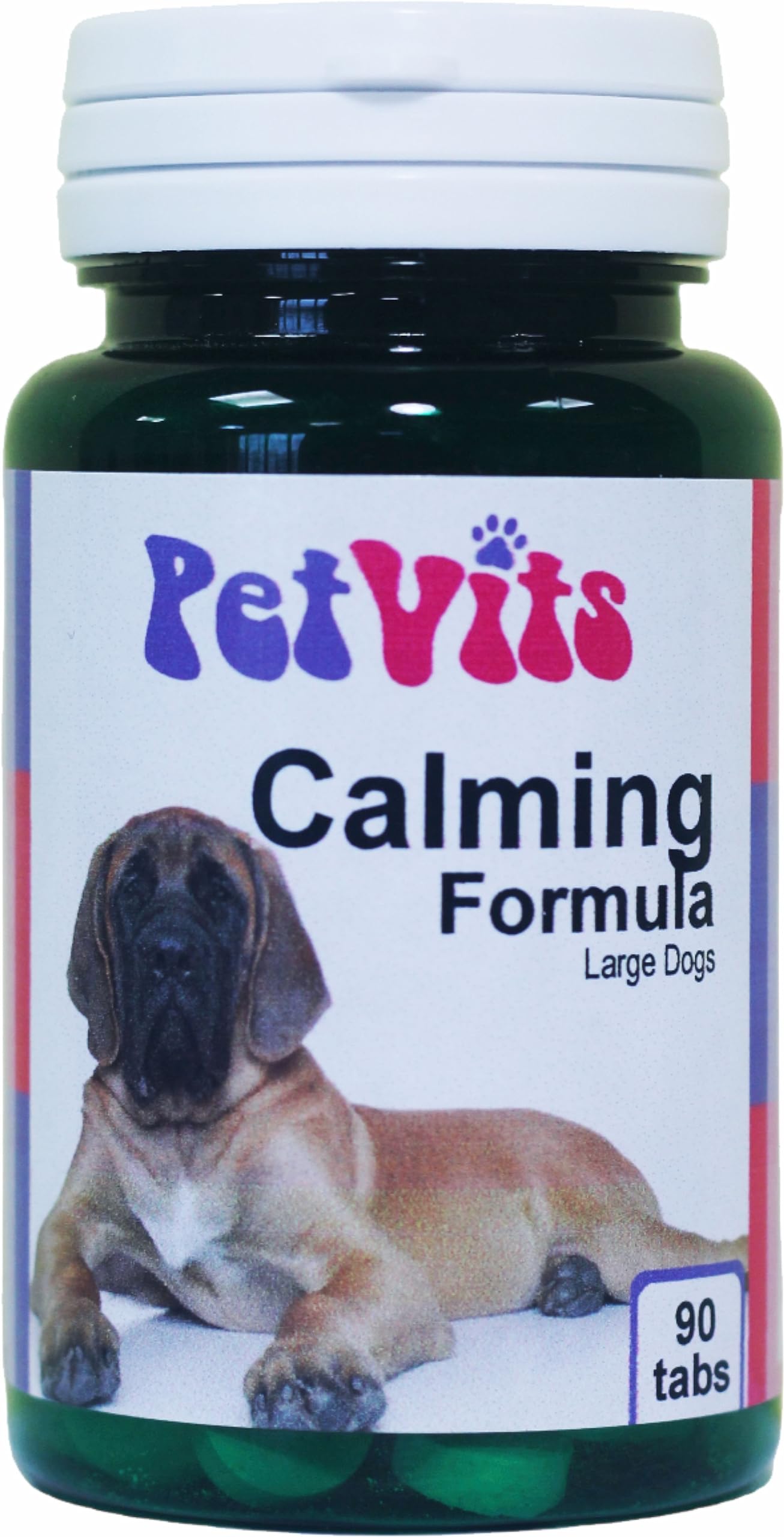 PetVits Calming Formula for Large Dogs : Calming and Relaxing Pet Supplement : 90 Tablets, in a 99% recycled pot a recyclable pot