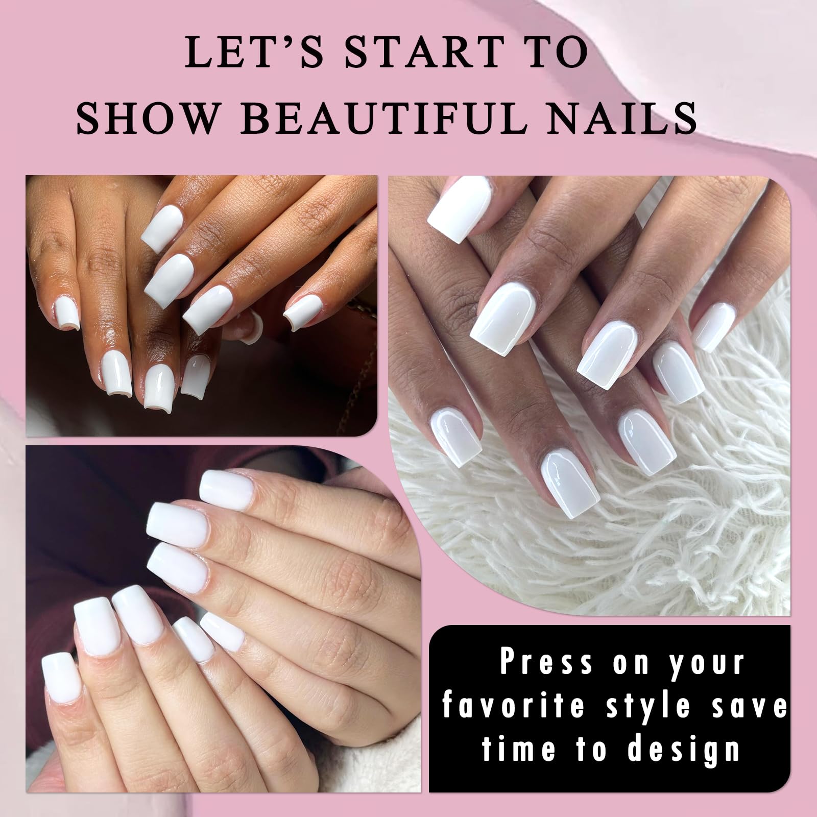 Bellelfin Square Press on Nails Short, 120Pcs Glossy White Fake Nails Full Cover Acrylic Nail Press ons Reusable Glue on Nails Solid Color Artificial False Nail for Women Girls - Image 6