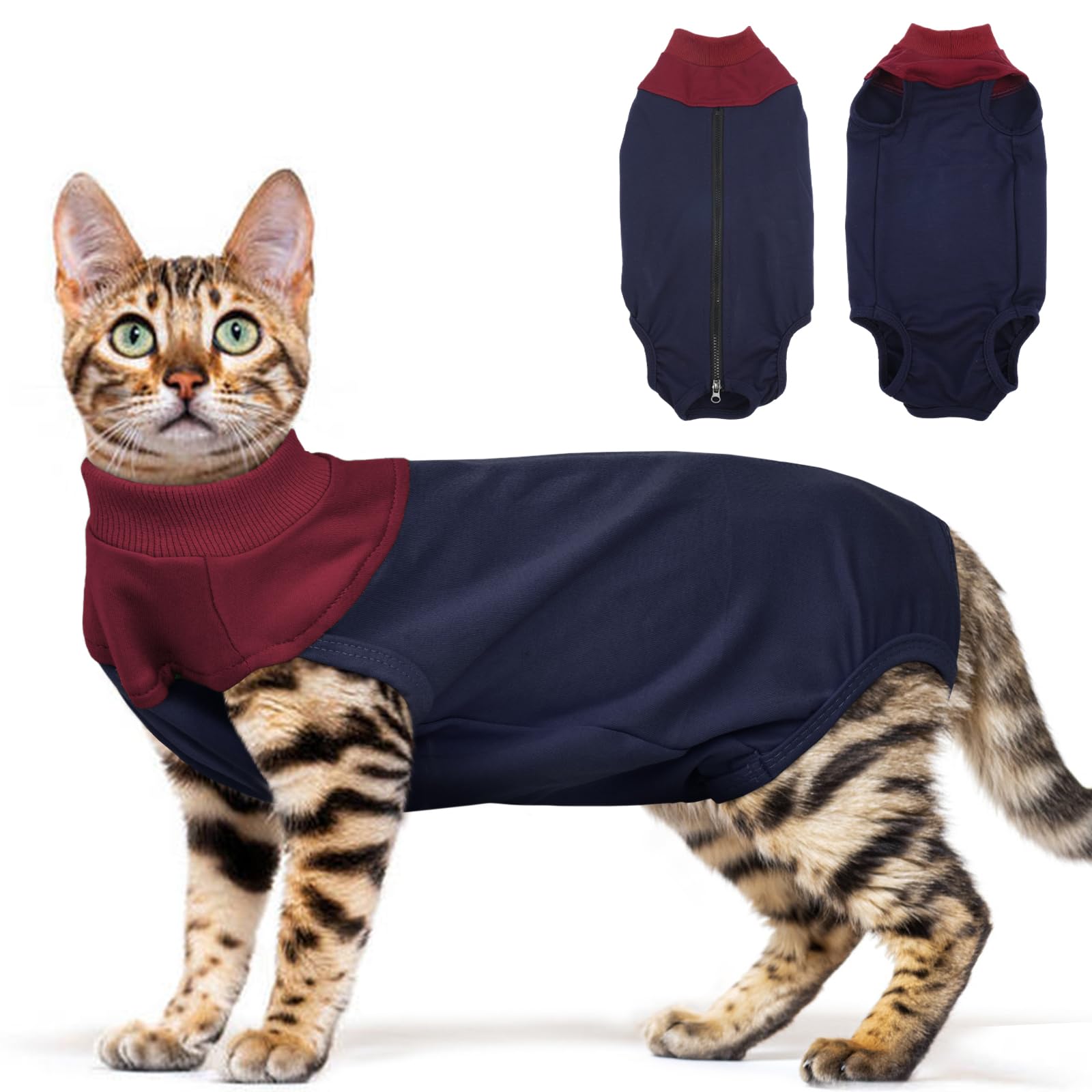 Photo 1 of Cat Recovery Suit Female, Breathable Onesie After Surgery Female for Abdominal Wounds or Skin Diseases, Anti-Licking Full Body Cat Surgery Recovery Suit, E-Collar Alternative Wear