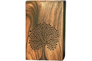 SOULURNS Tree of Life Wooden Cremation Urn for Human Ashes – Handmade Mango Wood Memorial Urn for Adults, Men & Women – Decorative Funeral Urn Box Fits 200 Cubic Inches, Wood Urn for Home or Burial