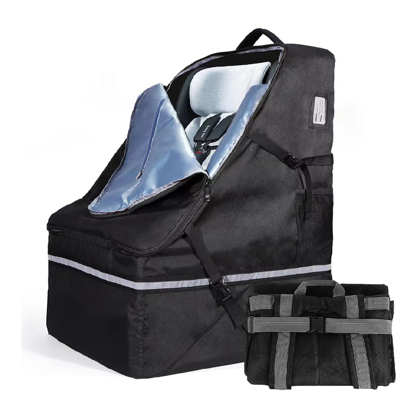 WEXIO Padded Car Seat Bags for Air Travel，Waterproof Infant Carseat Bag for Airport， fit for Evenflo Maxi Cosi Britax Graco Chicco Cybex Diono Nuna Peg Doona (BLACK)